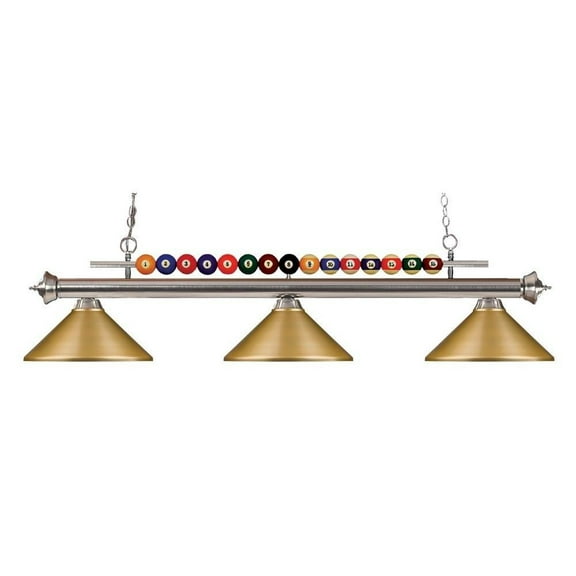 3 Light Billiard Table Light with Pool Balls Across The Top-Brushed Nickel Finish Bailey Street Home 372-Bel-2273888