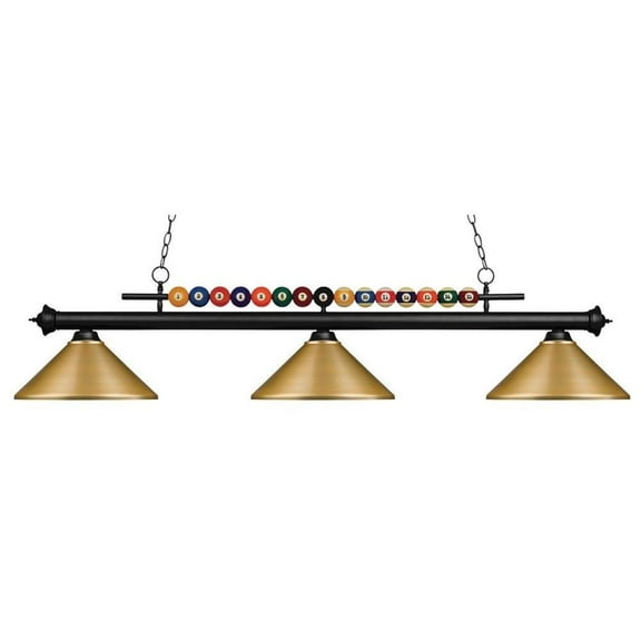 3 Light Billiard Table Light with Pool Balls Across The Top-Matte Black Finish Bailey Street Home 372-Bel-2273886