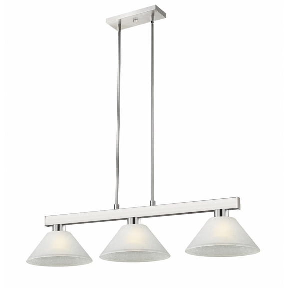 3 Light Billiard with Glass-8 inches Tall and 14 inches Wide-Brushed Nickel Finish-White Linen Glass Color Bailey Street Home 372-Bel-4973324