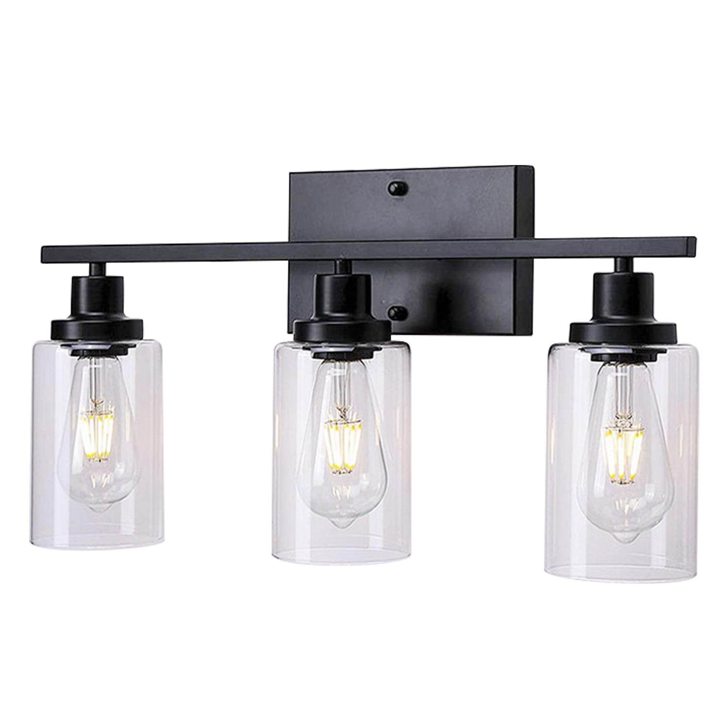 3-Light Black Bathroom Light Fixture, iMountek Vanity Light with Clear Glass Shade, Wall Mount Lamp for Bathroom, Living Room, Bedroom