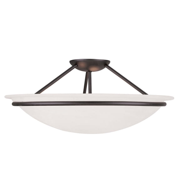 3 Light Black Ceiling Light fixture with White Alabaster Glass Shade