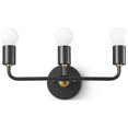 thumbnail image 1 of 3-Light Black & Gold Wall Sconce - Modern Minimalist Bathroom Vanity Hallway Lighting Industrial Exposed Bulb Wall Lamp Fixture, 1 of 4