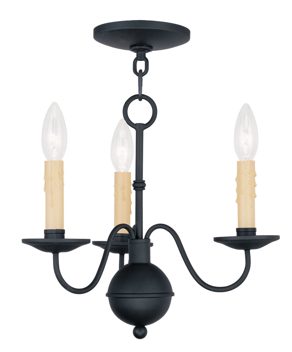Elegant Black Mini Chandelier with 3 Candelabra Lights