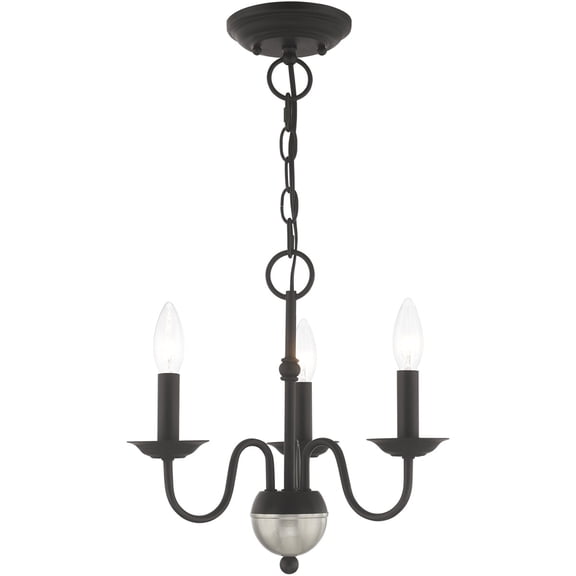 3 Light Black Mini Chandelier with Steel base material