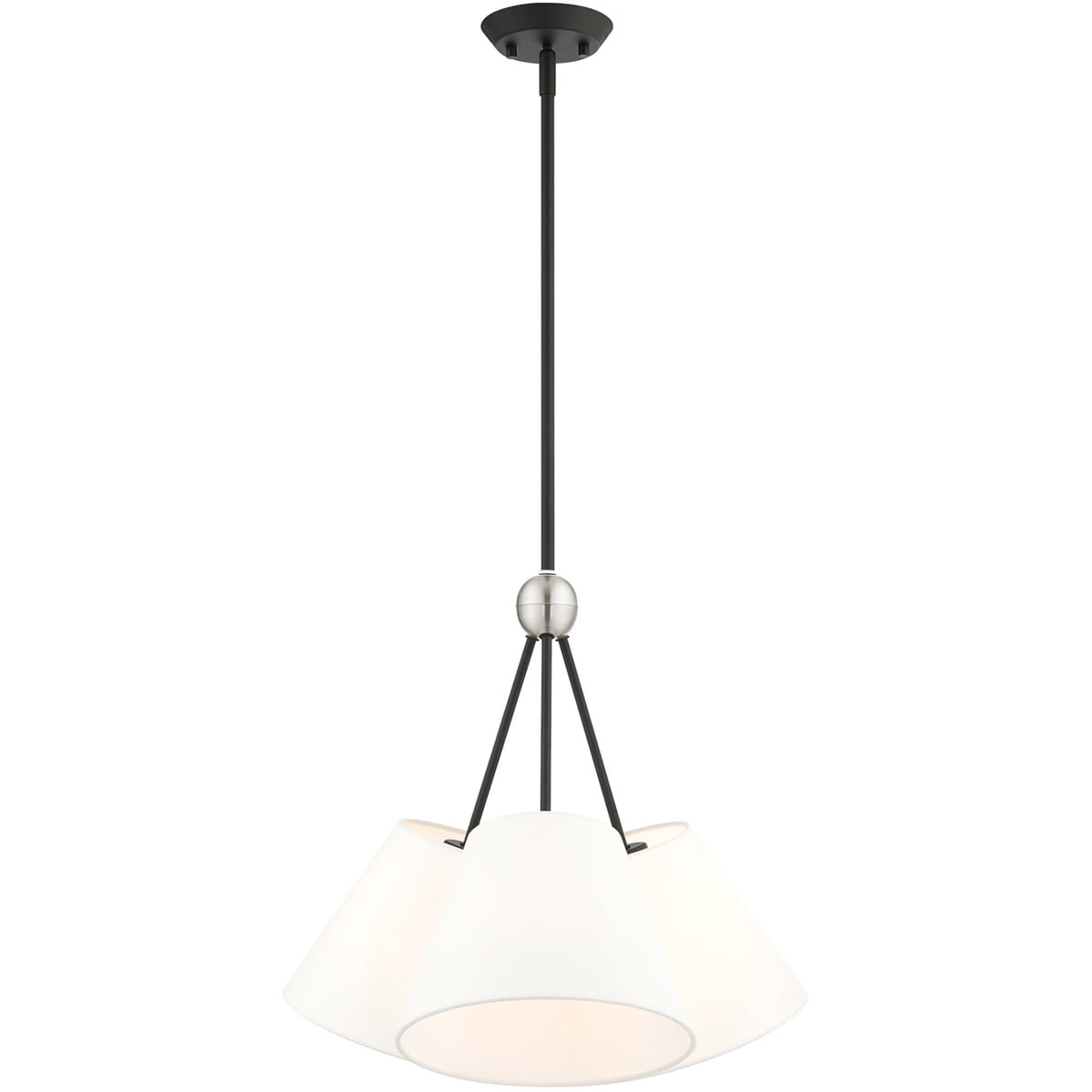 Prato 3-Light Black Chandelier with Hand-Crafted Off-White Shade