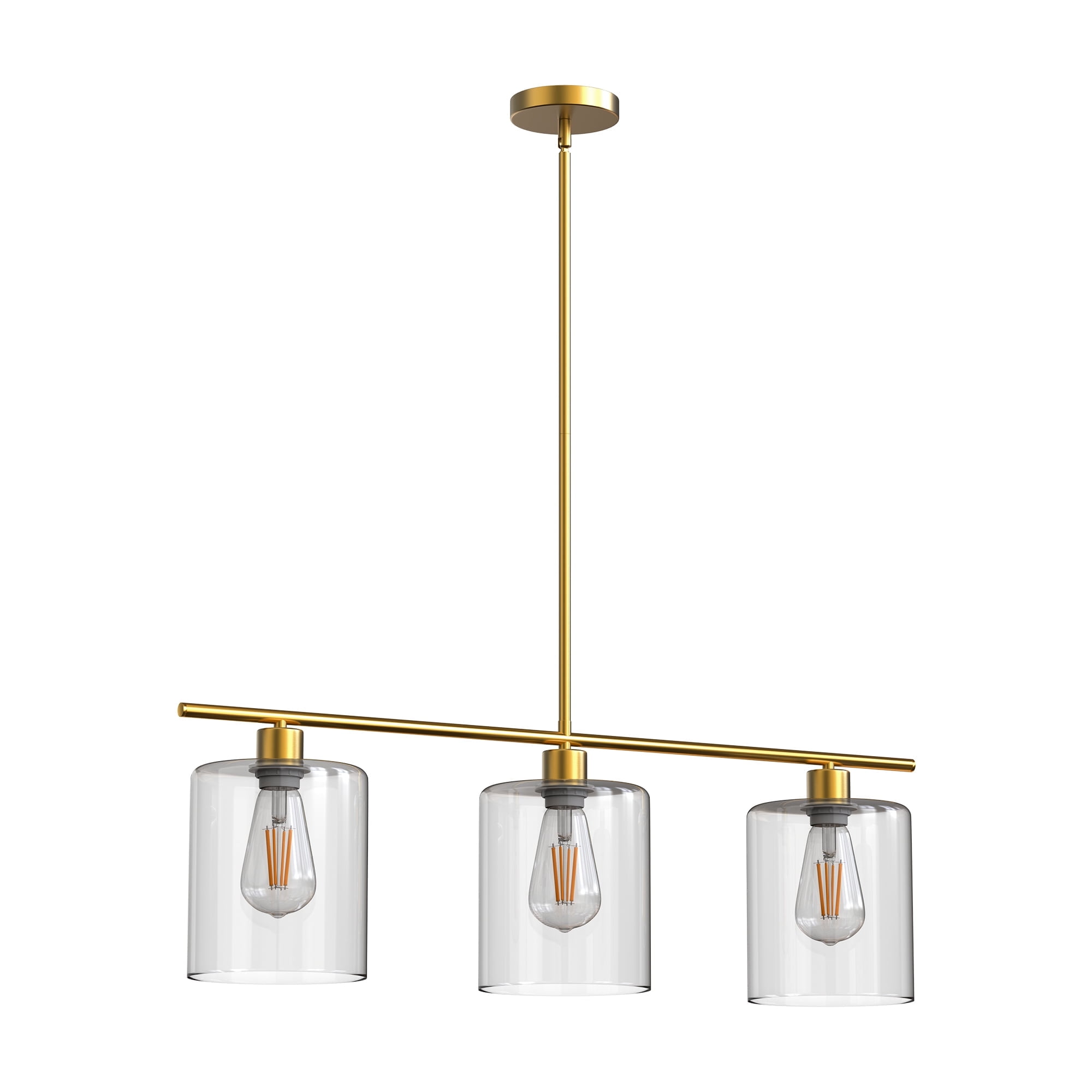3-Light Brass Modern Kitchen Island L...