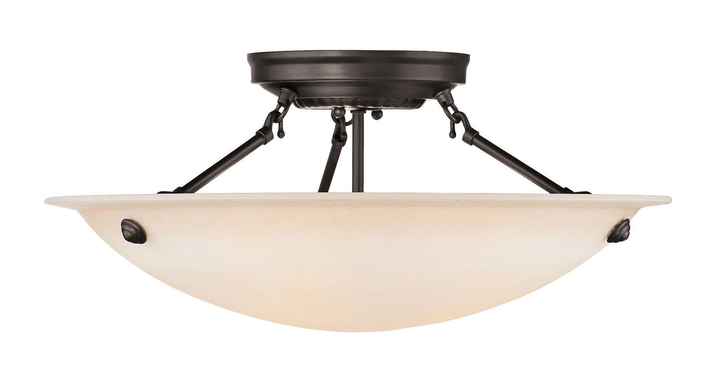 3 Light Bronze Ceiling Light fixture with Honey Alabaster Glass Shade