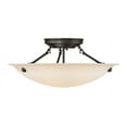 3 Light Bronze Ceiling Light fixture with Honey Alabaster Glass Shade