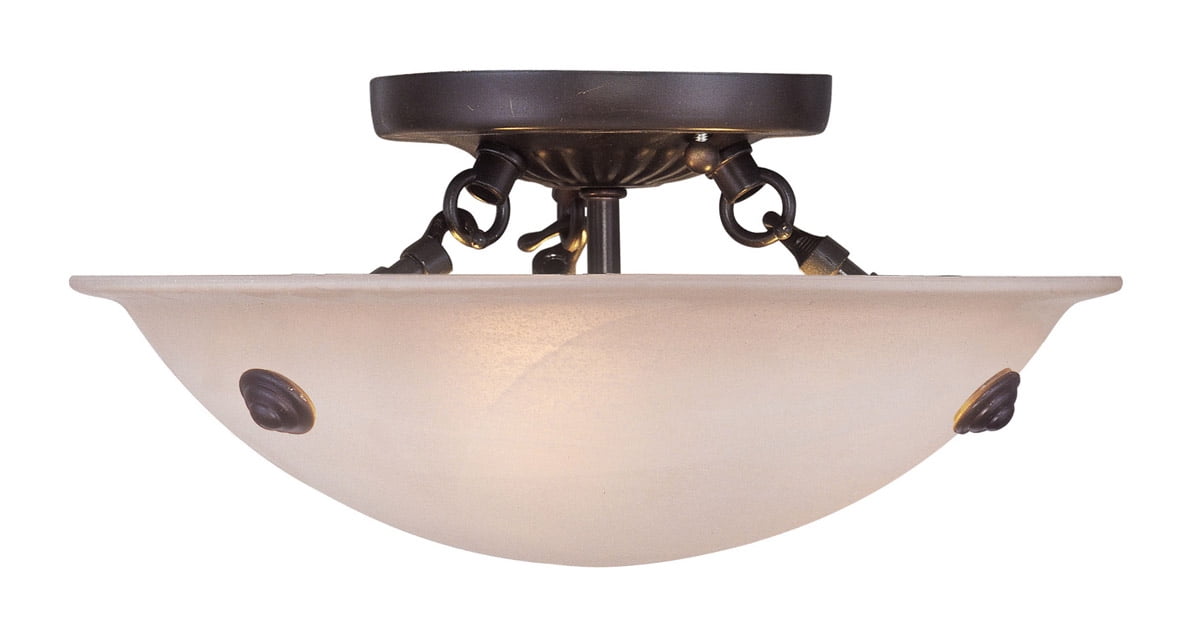 3 Light Bronze Ceiling Light fixture with Honey Alabaster Glass Shade