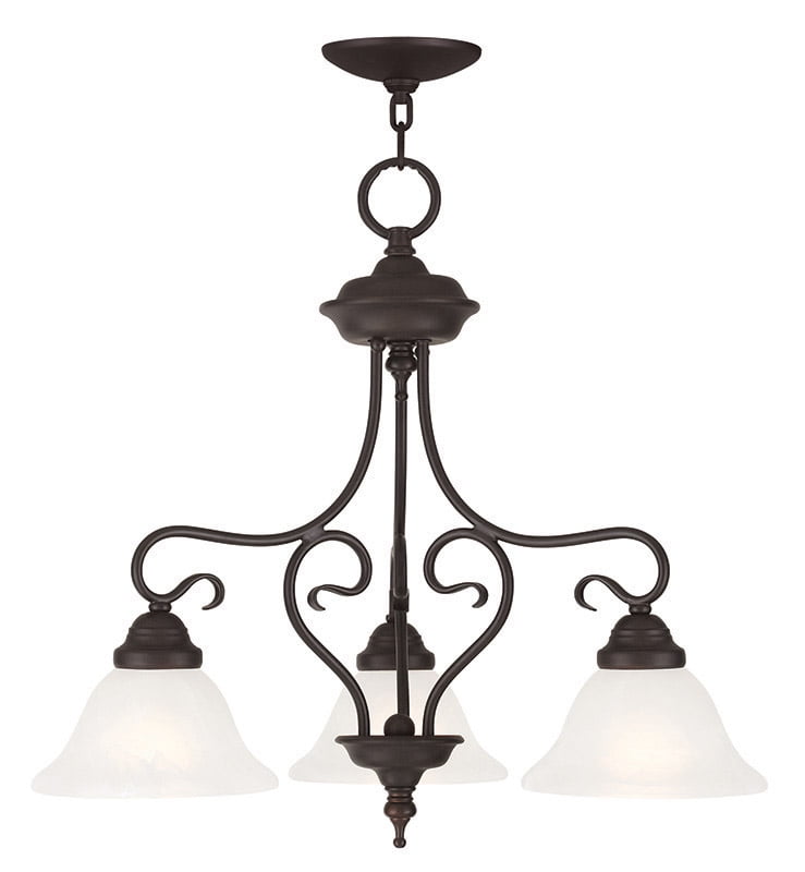 3 Light Bronze Dinette/ Ceiling Light fixture with White Alabaster Glass Shade