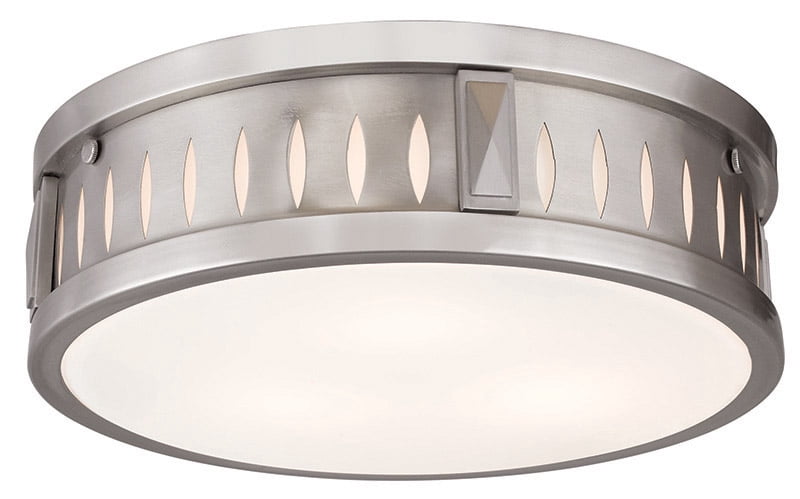 3 Light Brushed Nickel Ceiling Light fixture with Hand Blown Satin Opal White Glass Shade