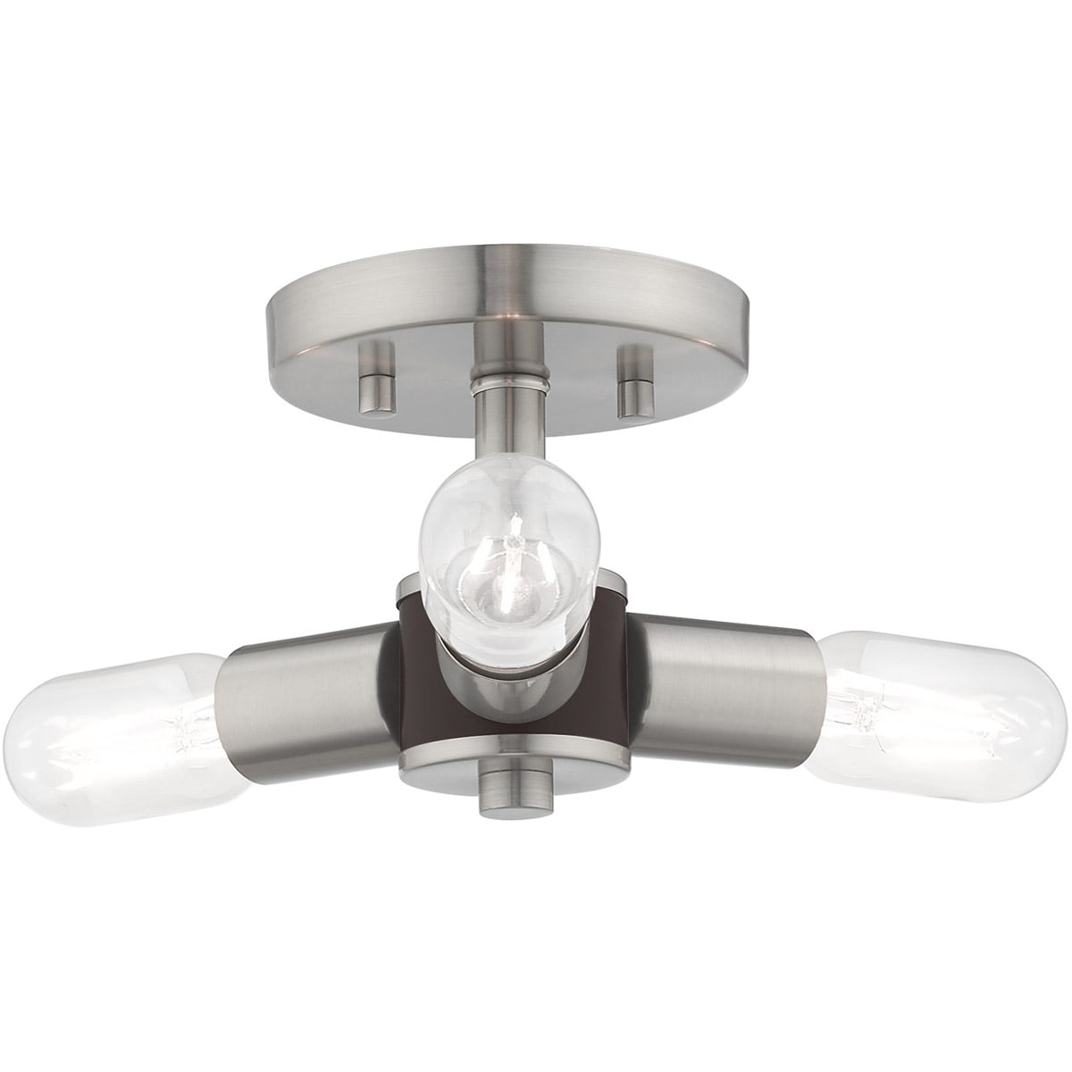 3 Light Brushed Nickel Ceiling Light fixture with Steel base material