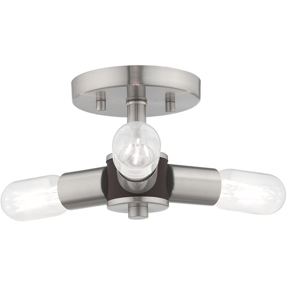 3 Light Brushed Nickel Ceiling Light fixture with Steel base material