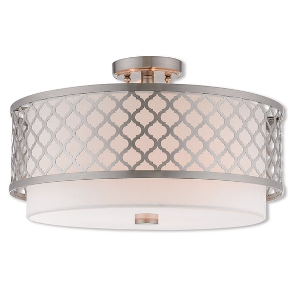 3 Light Brushed Nickel Ceiling Light fixture with Steel base material