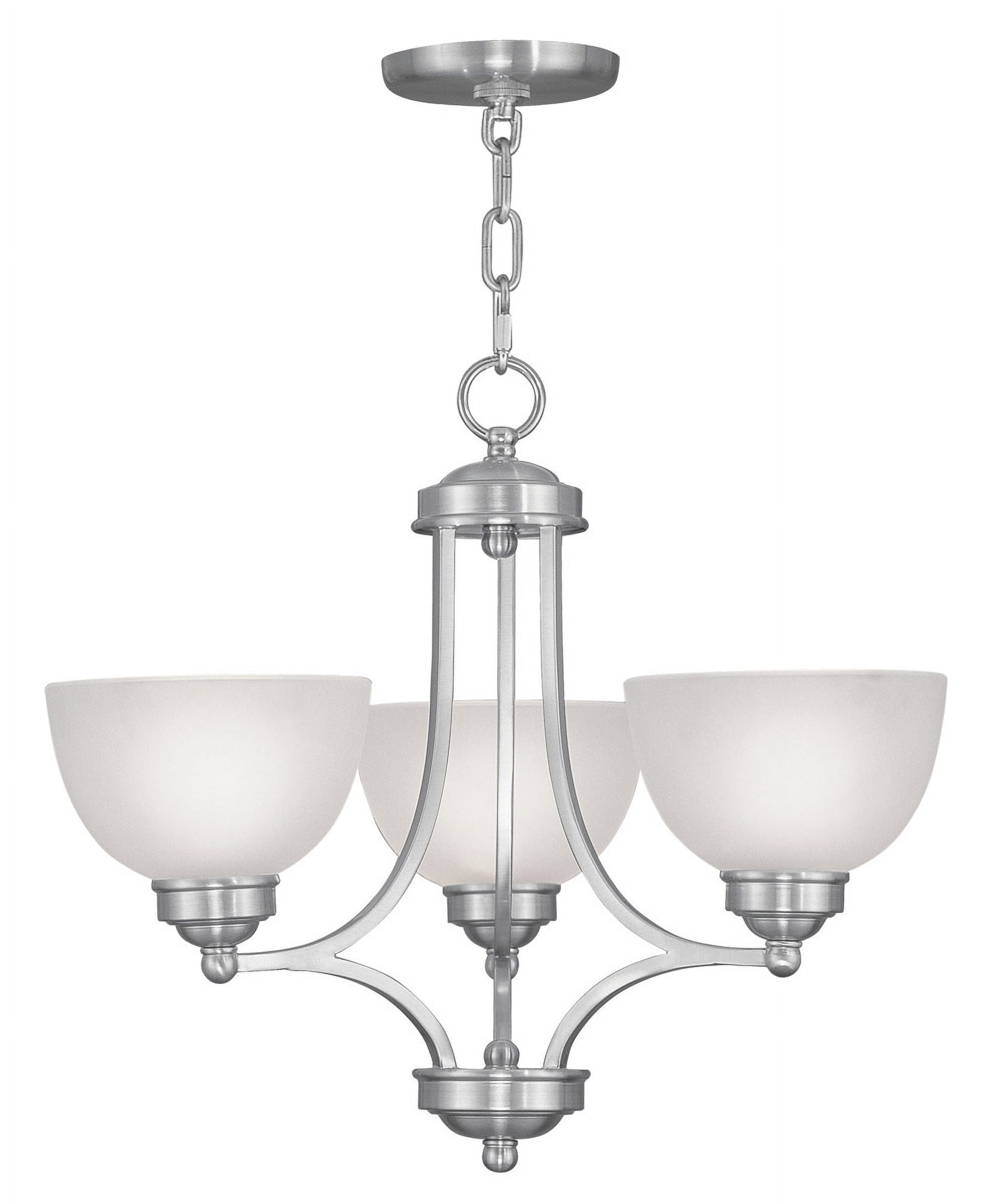 3 Light Brushed Nickel Chandelier with Satin Glass Shade