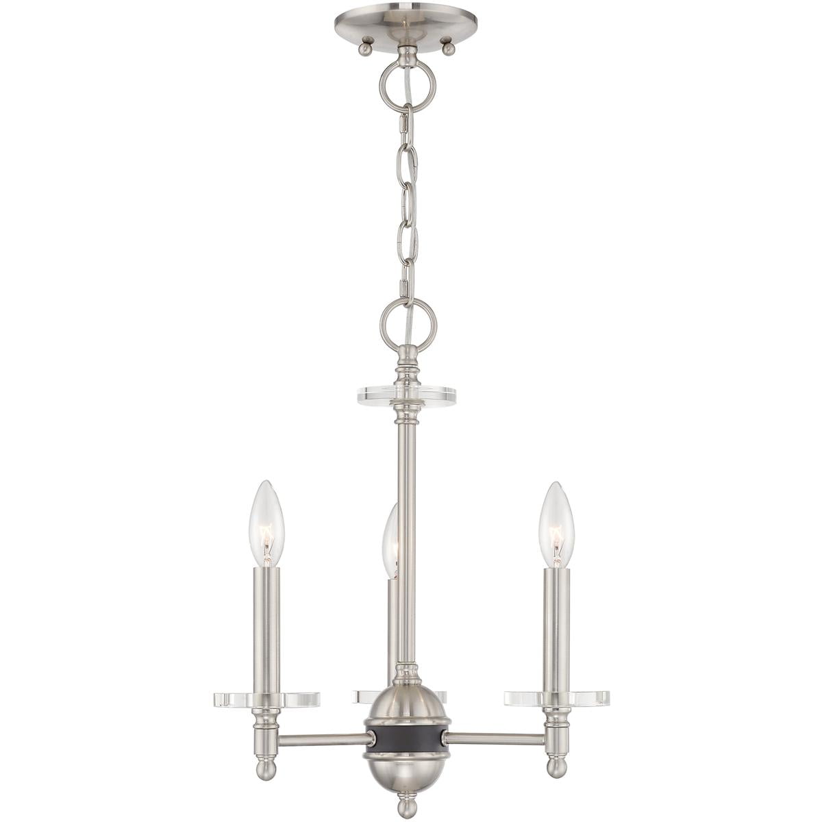 Bancroft Brushed Nickel 3-Light Mini Chandelier with Clear Crystal Bobeches