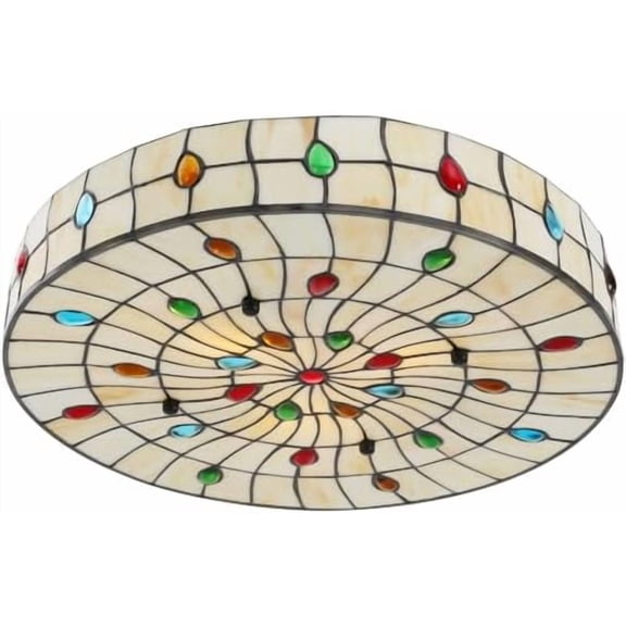3 Light Ceiling Lamp 18inch Vintage LED Tiffany Ceiling Light Stained Glass Handmade Retro Flush Mount CeilingLight Fixture for Bedroom Dining Room Hallway$$Tools & Hardware Other