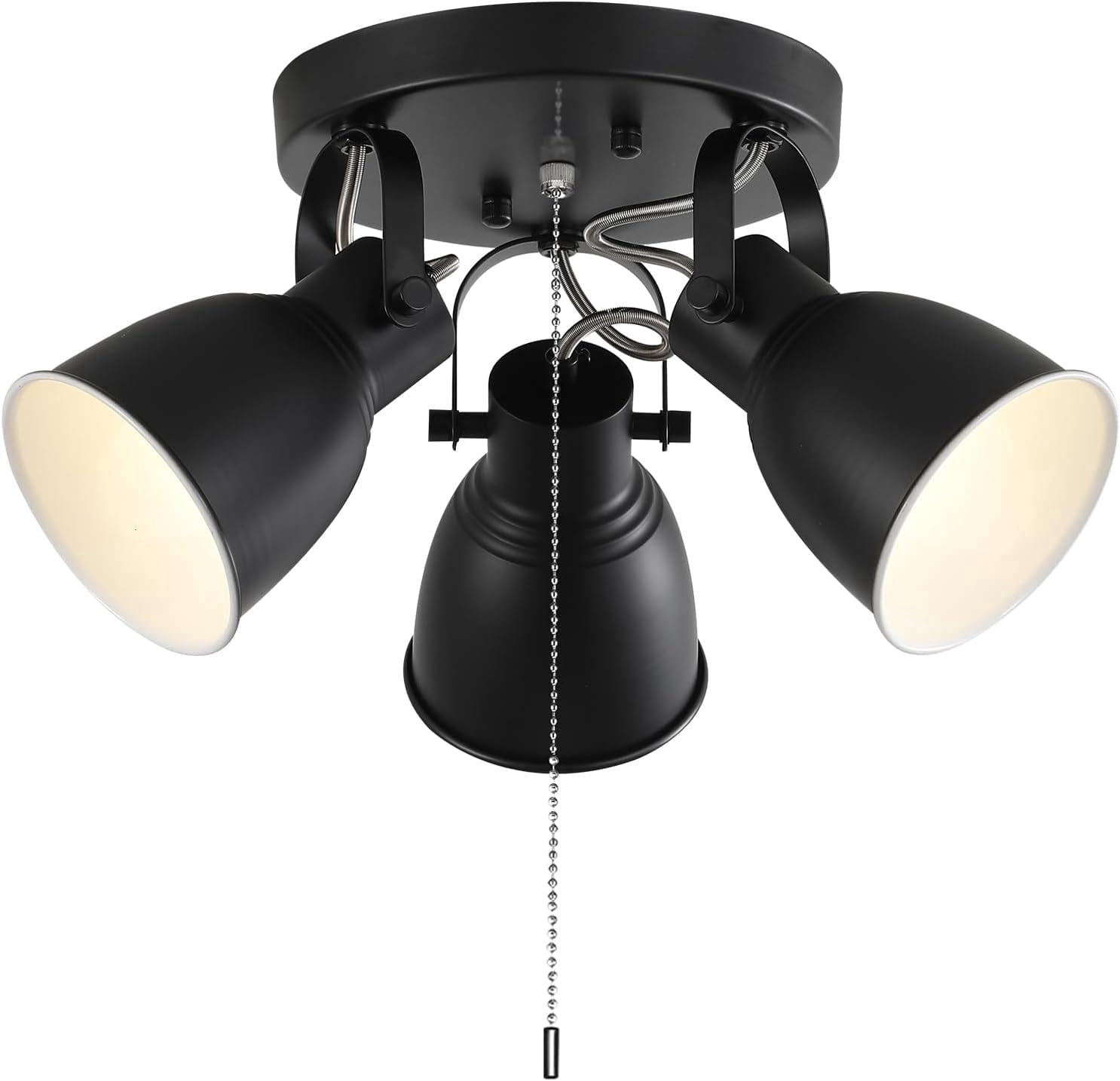 3 Light Ceiling Light with Pull Chain,Adjustable Directional Ceiling Track Light,Industrial Pull Chain Light Fixtures for Bedroom Hallway Closet.