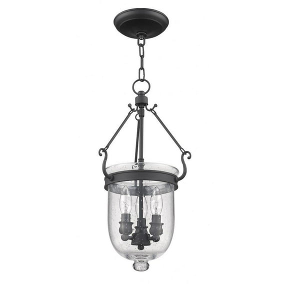 3 Light Chain Lantern in Traditional Style 10 inches Wide By 20 inches High-Black Finish Bailey Street Home 218-Bel-1261097