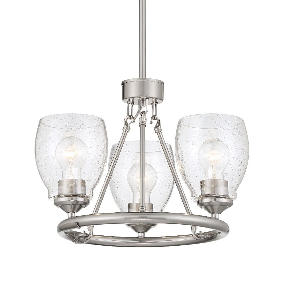 Winsley Brushed Nickel 3-Light Chandelier with Clear Seeded Glass