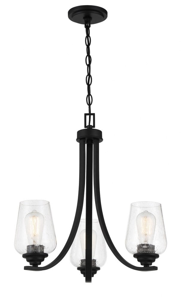 Shyloh Coal Finish 3-Light Chandelier with Clear Seeded Glass