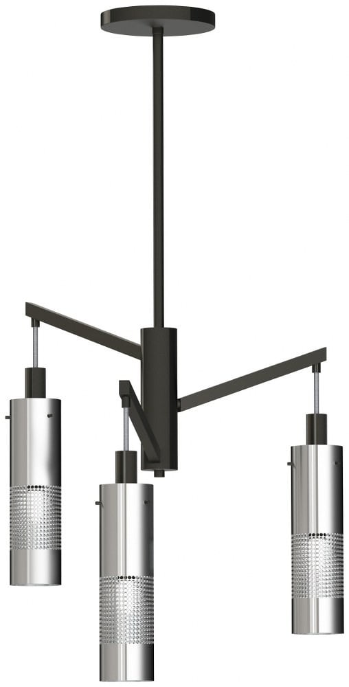 Coal and Brushed Nickel 3-Light Cylinder Chandelier