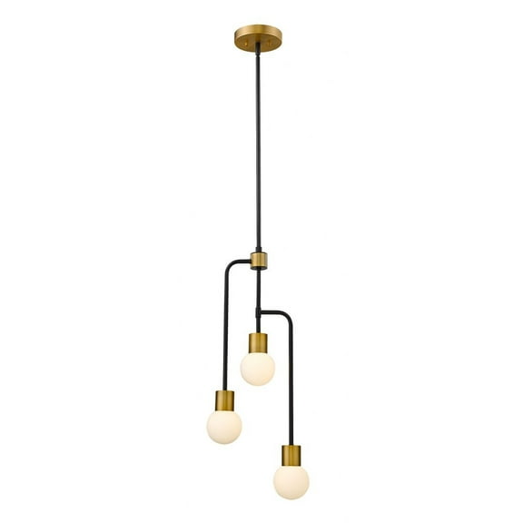 3 Light Chandelier In Linear Style 11.75 Inches Wide By 29.5 Inches High-Matte Black/Foundry Brass Finish Z-Lite 621-3Mb-Fb