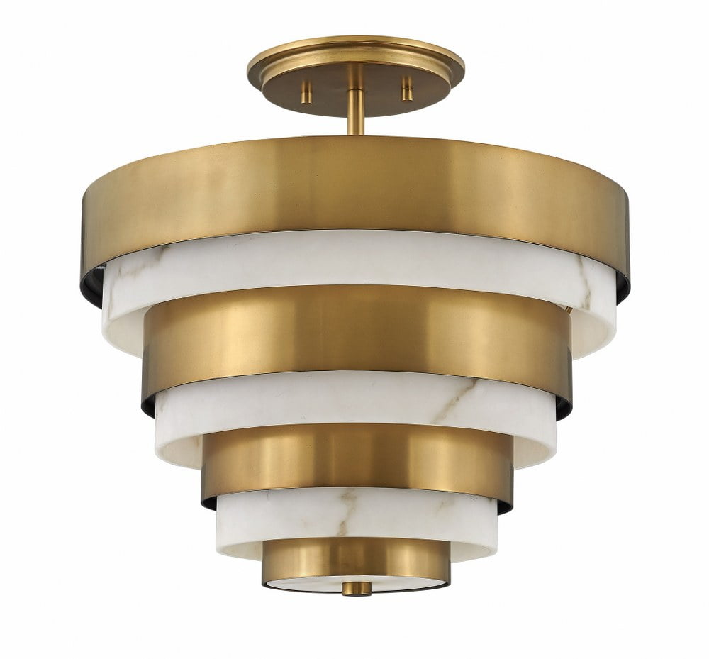 Heritage Brass 15.5" Modern Flush Mount Light with Faux Alabaster Glass