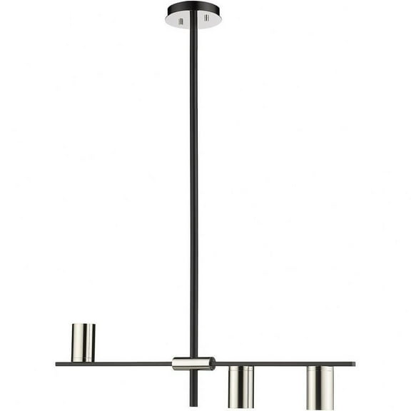 3 Light Chandelier in Architectural Style-8 inches Tall and 5 inches Wide-Mate Black/Polished Nickel Finish Bailey Street Home 372-Bel-4652220