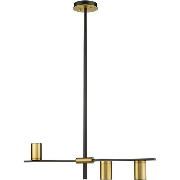 3 Light Chandelier in Architectural Style-8 inches Tall and 5 inches Wide-Matte Black/Olde Brass Finish Bailey Street Home 372-Bel-4652219