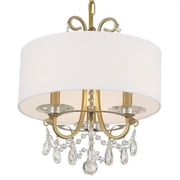 3 Light Chandelier in Classic Style 15 inches Wide By 15 inches High-Swarovski Strass Crystal Type-Vibrant Gold Finish Bailey Street Home