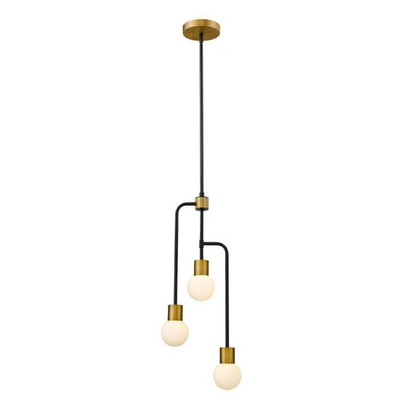3 Light Chandelier in Linear Style 11.75 inches Wide By 29.5 inches High-Matte Black/Foundry Brass Finish Bailey Street Home 372-Bel-4185972