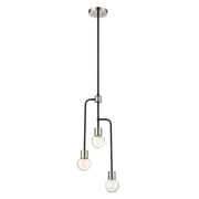 3 Light Chandelier in Linear Style 11.75 inches Wide By 29.5 inches High-Matte Black/Polished Nickel Finish Bailey Street Home 372-Bel-4185973