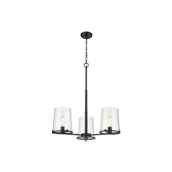 3 Light Chandelier in Transitional Style-31.5 inches Tall and 28 inches Wide-Matte Black Finish Bailey Street Home 372-Bel-4652196