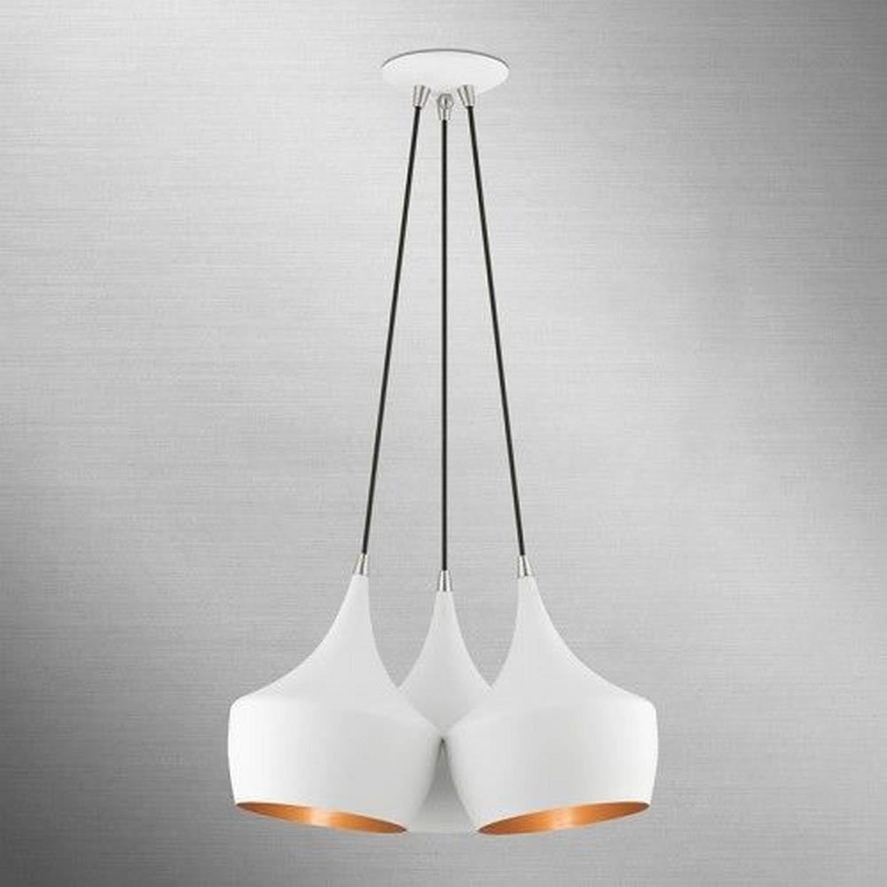 Waldorf White and Gold Steel Teardrop Cluster Pendant Light