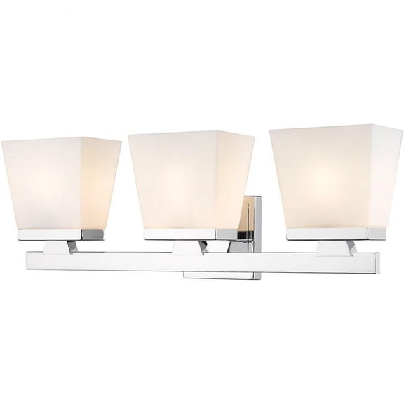 3 Light Contemporary Steel Vanity Light Fixture with Etched Opal Glass-7.75 inches H By 23 inches W-Chrome Finish Bailey Street Home 372-Bel-4619850