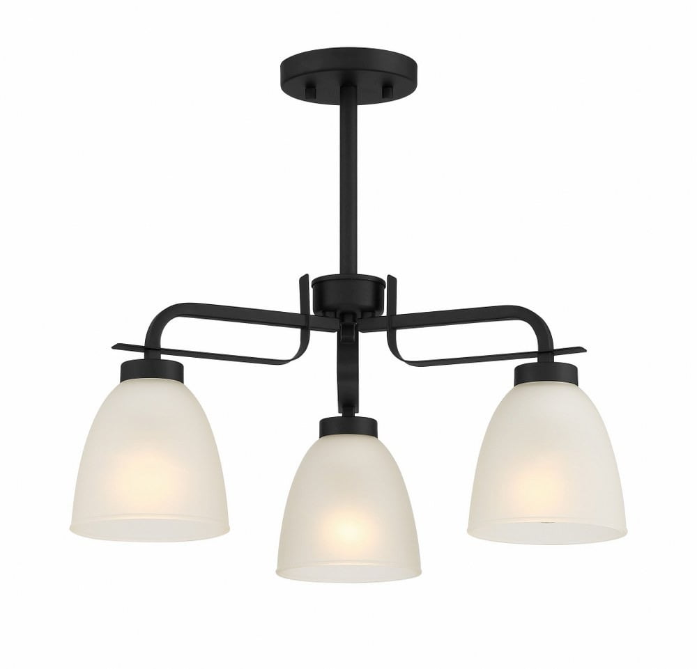 Coal and Etched Glass 3-Light Convertible Chandelier