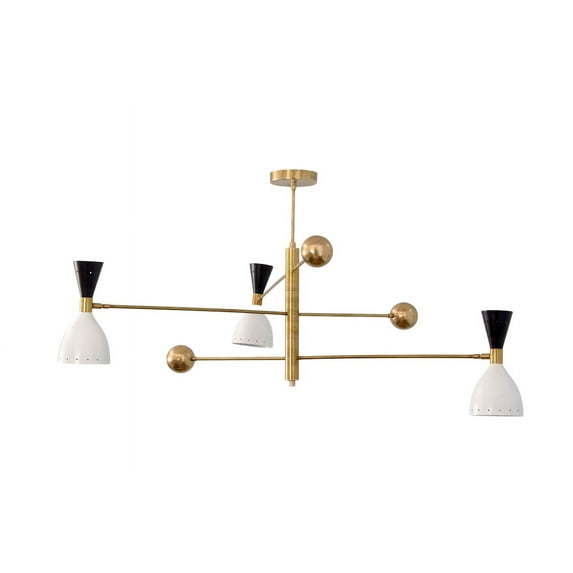 3 Light Counterball Pendant Mid Century Modern Raw Brass Sputnik chandelier light Fixture