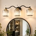 thumbnail image 1 of Deyidn 26" Modern 3-Light Black Gold Bathroom Vanity Light - Dimmable Bathroom Transitional Fixture with Crystal Glass Shades, 1 of 9
