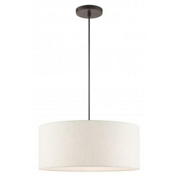 3 Light Drum Pendant in Minimalist Style 18 inches Wide By 12 inches High-English Bronze Finish Bailey Street Home 218-Bel-4363122