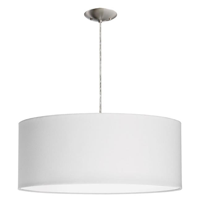 Chrome 22" Drum Pendant Light with White Shade
