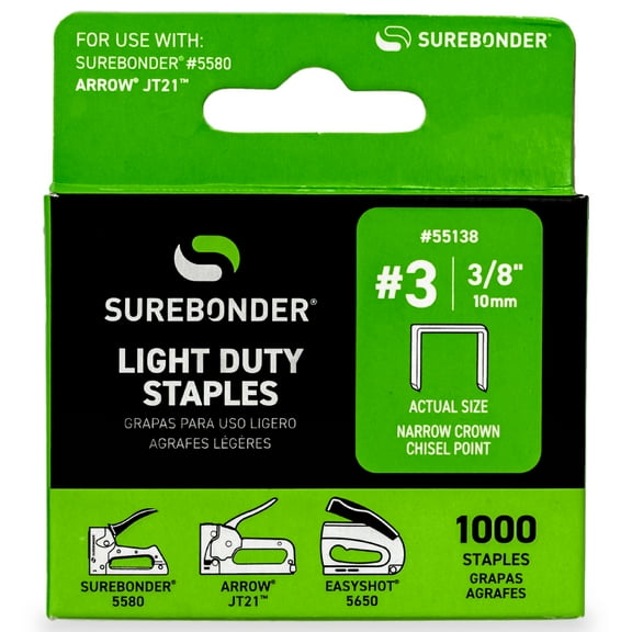 #3 Light Duty 3/8" Narrow Crown Staples - 1000 ct.