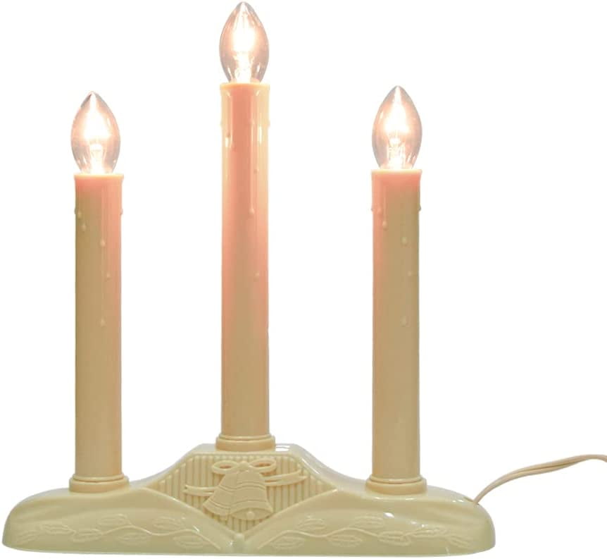 3 Light Electric Candle Candoliers, Christmas Window Candles Lamps with