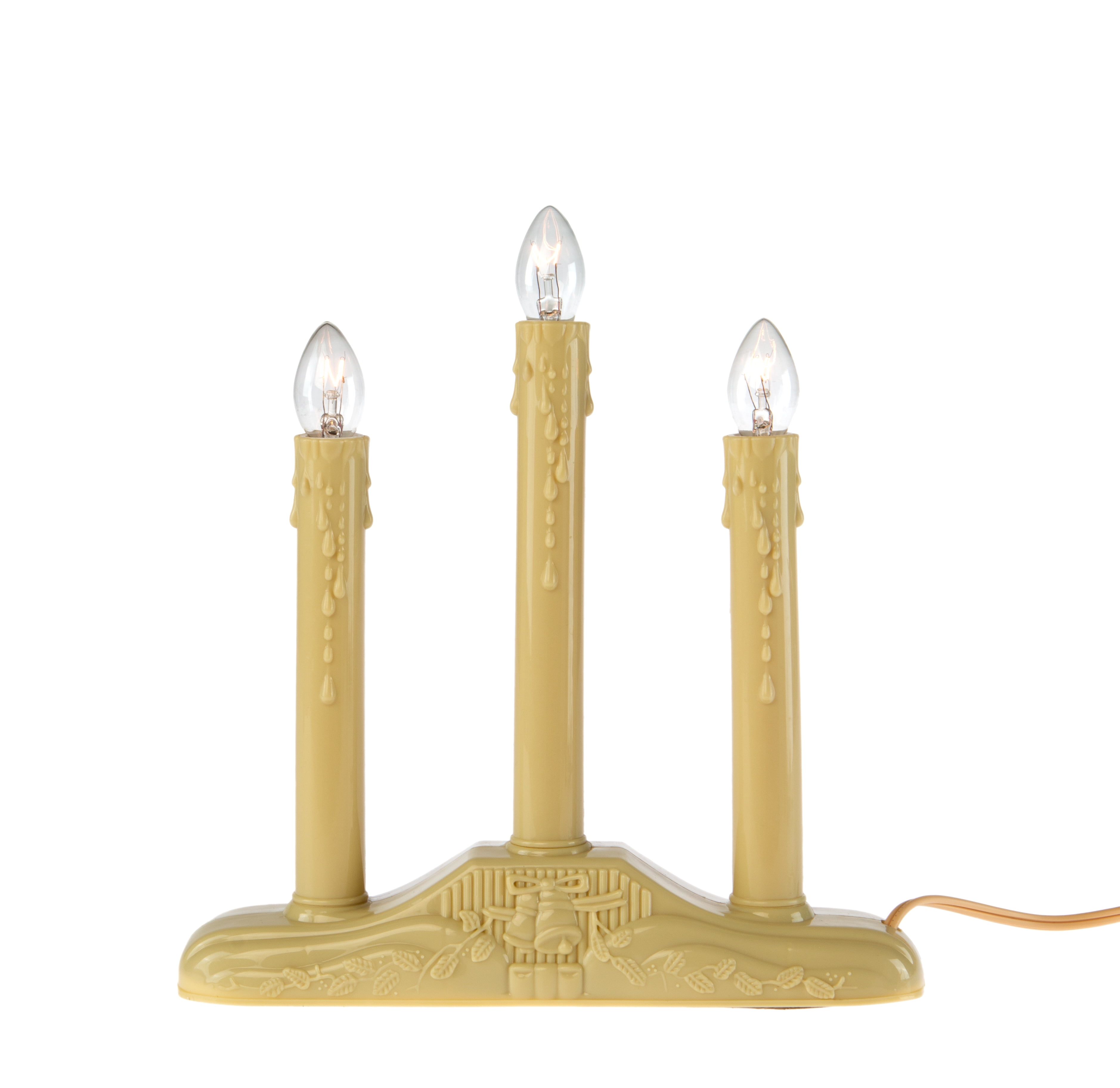 3 Light Electric Candolier Indoor Christmas Candle Lamp, Ivory Plastic