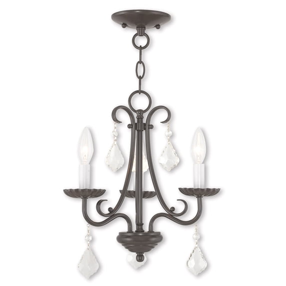 3 Light English Bronze Mini Chandelier with Steel base material