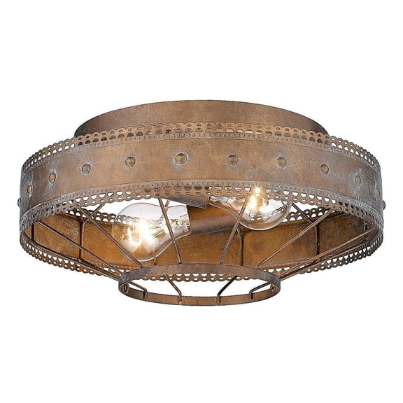 3 Light Flush Mount-6 inches Tall and 14 inches Wide-Copper Patina Finish Bailey Street Home 170-Bel-4611262