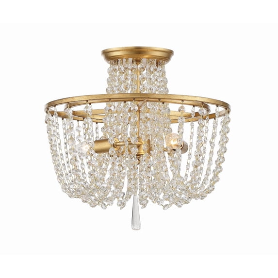 ARC-1900-GA-CL-MWP Crystorama Lighting Arcadia - 3 Light Flush Mount-Antique Gold Finish-Hand Cut Crystal Type