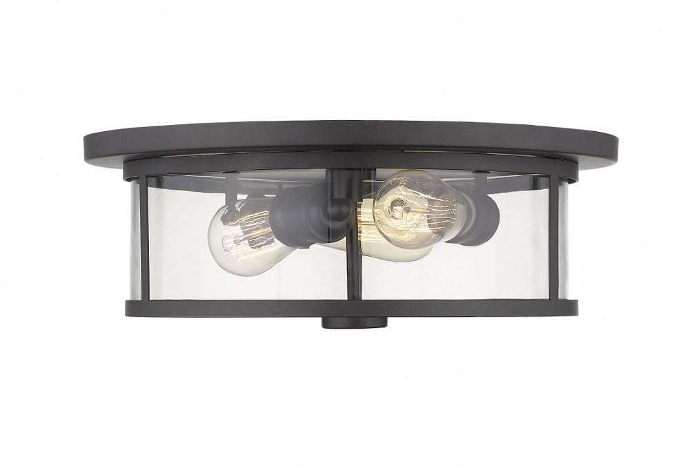 Bronze and Glass 15.75'' Flush Mount Ceiling Light