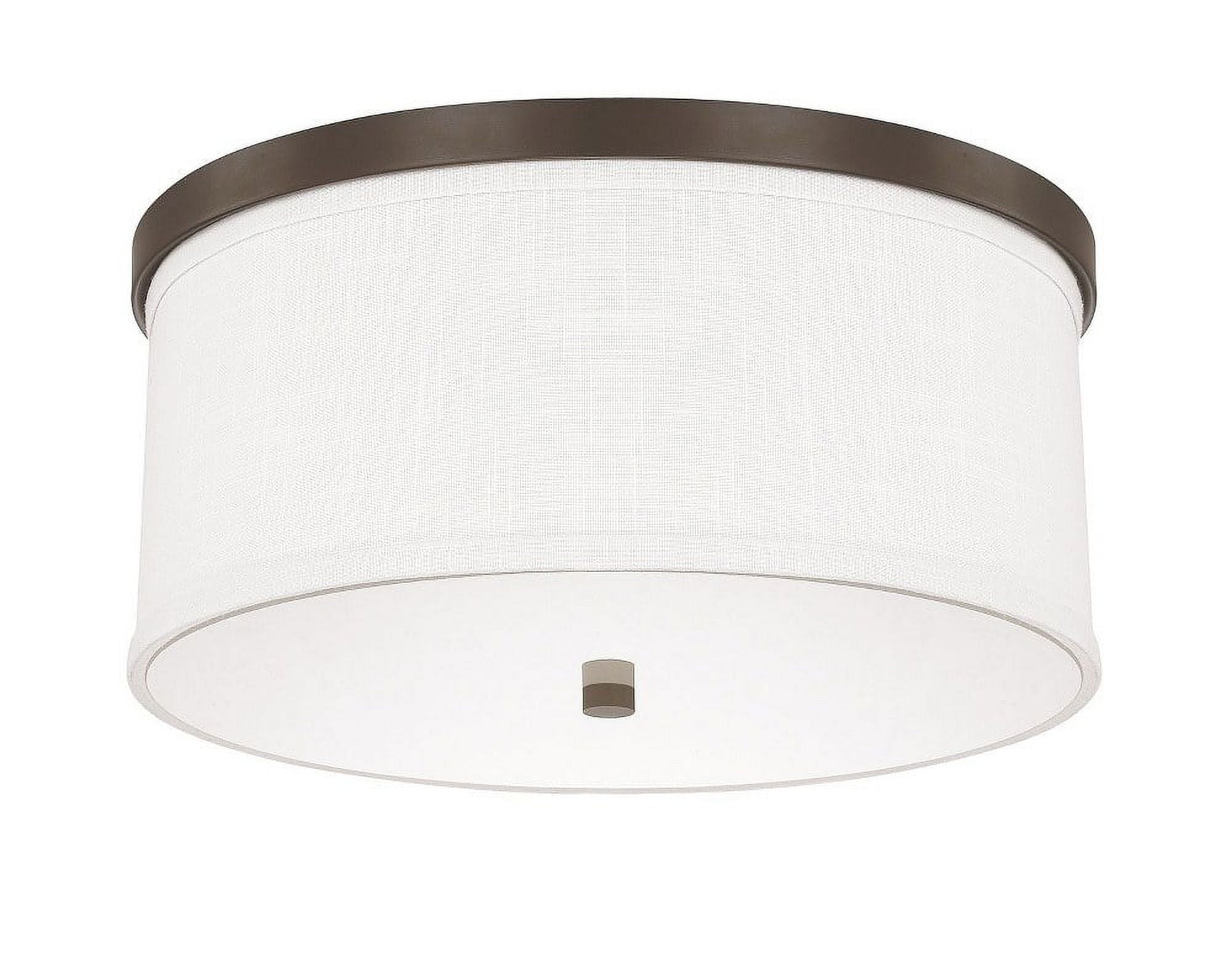 Burnished Bronze 15.75" Flush Mount with White Fabric Shade