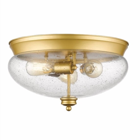 3 Light Flush Mount In Traditional Style 15 Inches Wide By 8.5 Inches High-Satin Gold Finish Z-Lite 722F3-Sg